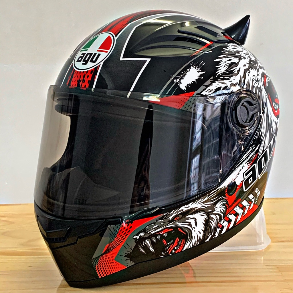 Nón bảo hiểm AGU Fullface Tem Sói Đỏ
