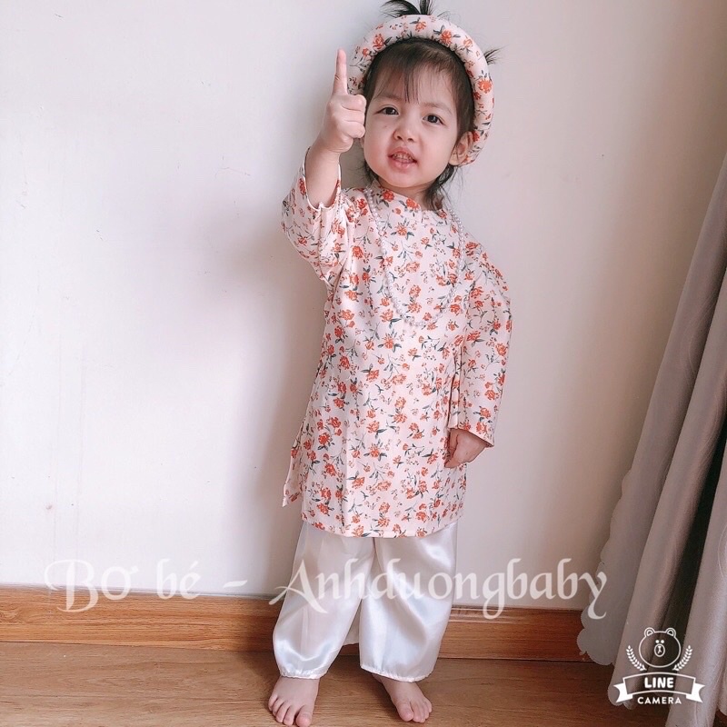 ÁO DÀI THIẾT KẾ CHO BÉ GÁI  set 4 chi tiết