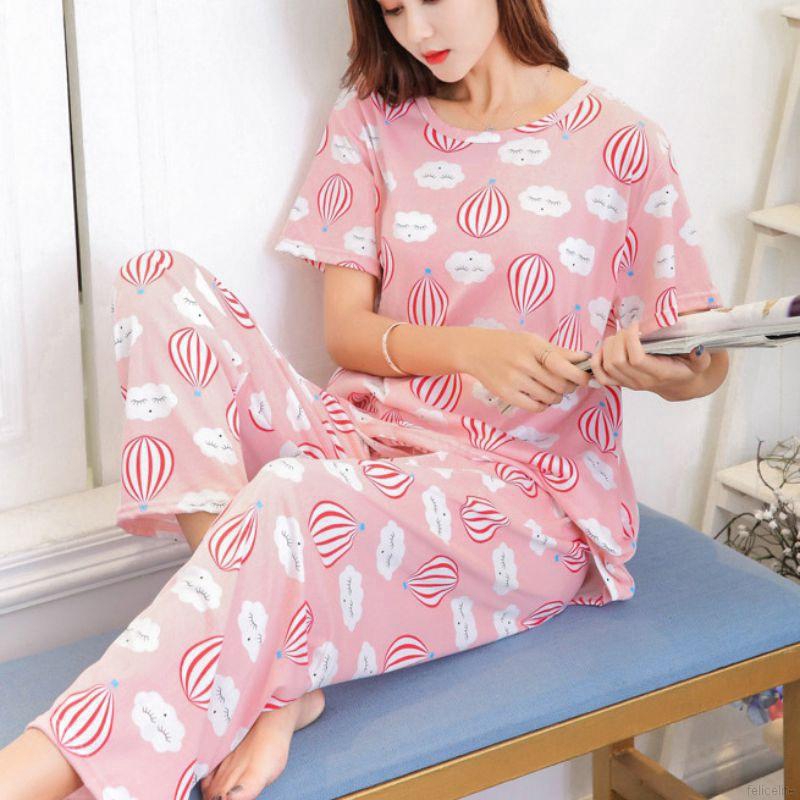 Set Đồ Ngủ Ngắn Tay Form Rộng Phong Cách Trẻ Trung Dành Cho Nữ