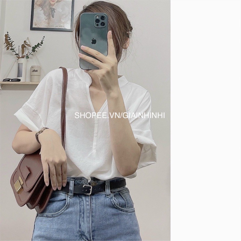 Áo sơ mi cổ tàu form rộng đẹp SM1501 - NhiNhi Shop