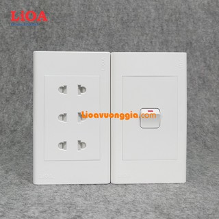 Combo ổ cắm điện ba 2 chấu LiOA 16A 3520W + 1 công tắc điện - Lắp nổi
