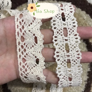Ren chỉ - ren cotton màu kem, nâu pha kem bản 3cm