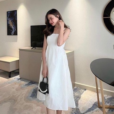 [Ảnh thật] Đầm babydoll 2 dây đan dây hở lưng