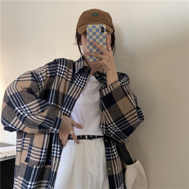 Áo Khoác Sơ Mi Tay Dài Dáng Rộng Họa Tiết Kẻ Sọc Phong Cách Hồng Kông Cổ Điển Thời Trang 2022 Mới Cho Nữ