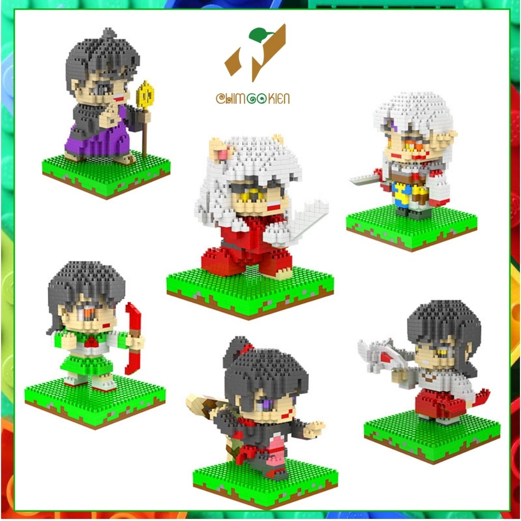 Mô hình inuyasha lego 3d 800 chi tiết Inu Yasha, Kagome, Miroku, Sesshomaru,Sango, Kikyo