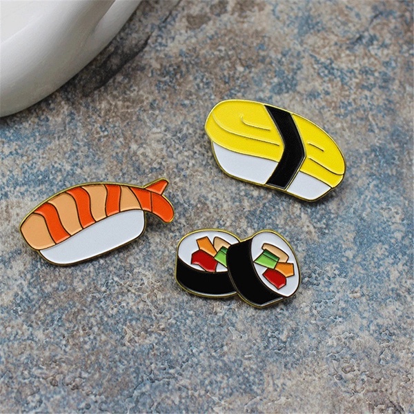 Ghim Cài Áo Sơ Mi / Cổ Áo Sơ Mi / Đồ Ăn Tráng Men Hình Sushi Ramen Hoạt Hình Nhật Bản Dễ Thương