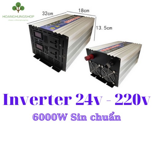 Bộ đổi nguồn inverter 24V lên 220v 6000W Sin chuẩn 50Hz 24v 6000W