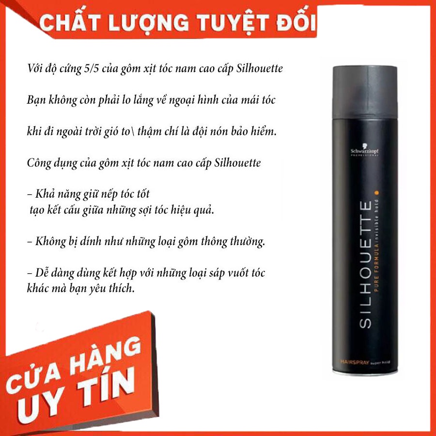 Gôm xịt tóc Nam/ Nữ Silhouette độ cứng 5 giữ nếp lâu dài không để lại dư chất trên tóc_LOVE BEAUTIFUL