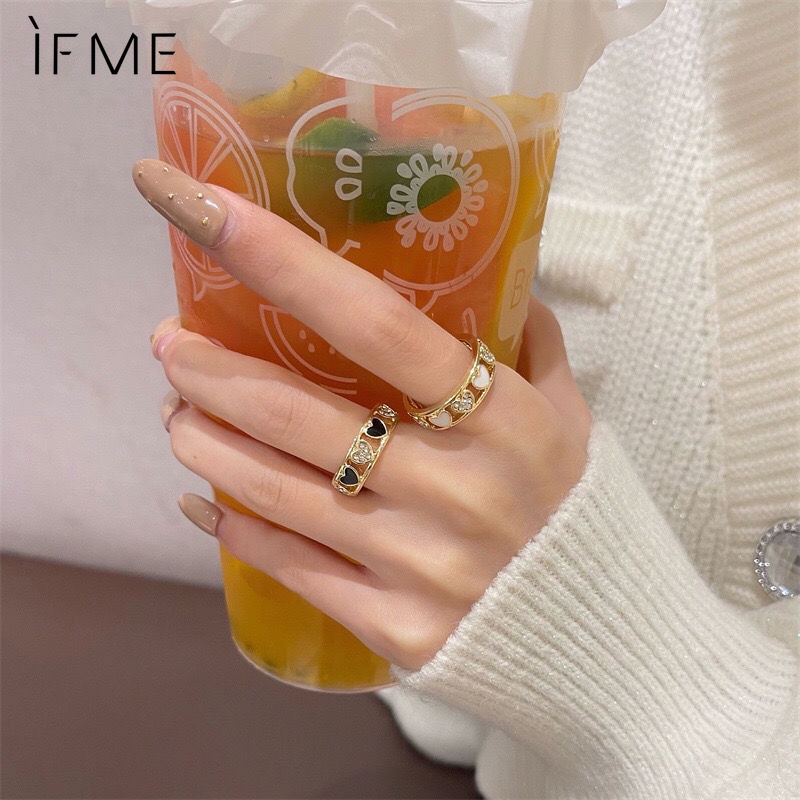 IF ME Nhẫn Hở Hình Trái Tim Đính Đá Thời Trang Có Thể Điều Chỉnh Cho Nữ