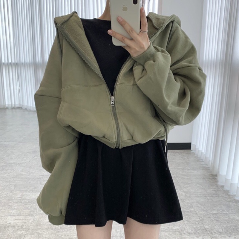 Áo khoác nỉ croptop - áo khoác hoodie nữ Hàn Quốc