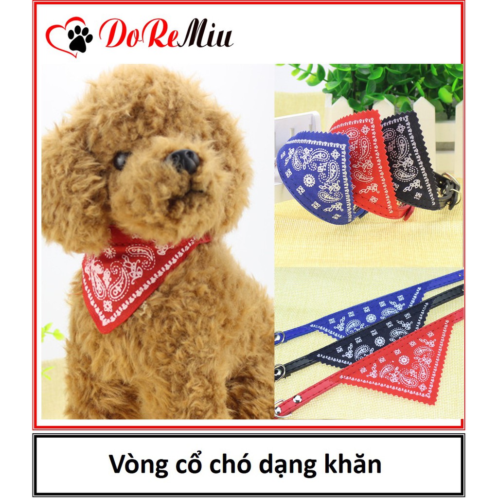 Vòng cổ chó loại có khăn tam giác (2 size) chất liệu da PU