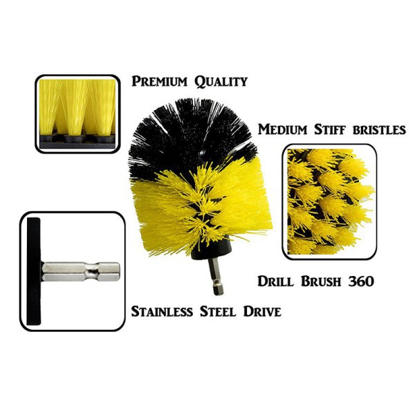 Set 3 bàn chải lau chùi vệ sinh nhà cửa đa năng gắn máy khoan cầm tay tiện lợi