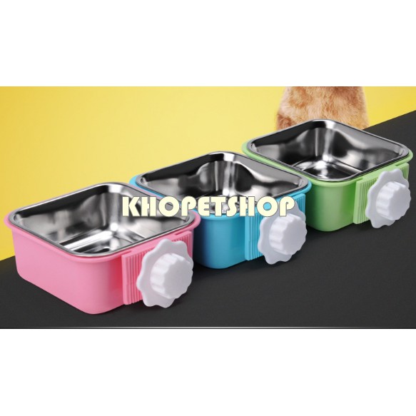 Bát ăn inox gắn chuồng cho thú cưng