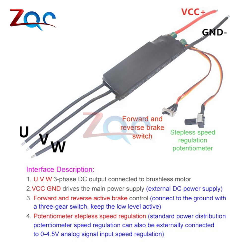 Mô đun điều khiển tốc độ động cơ không chổi than 3 pha Dc 6-24V 1000w Bldc