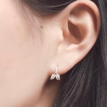 Khuyên tai bạc nữ TLEE lá ổi cá tính đơn giản TleeJewelry B0163