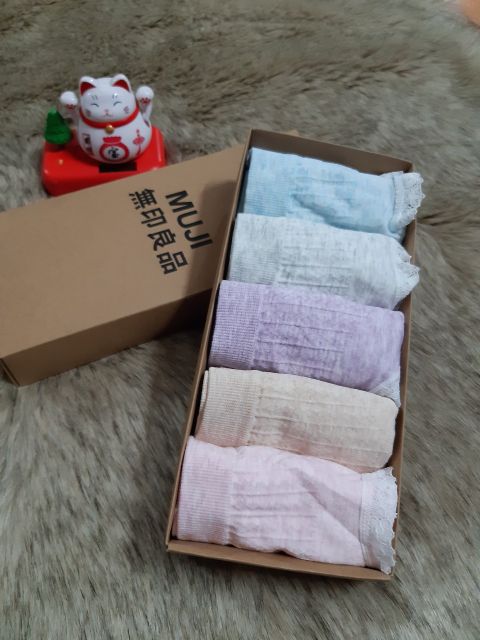 Hộp 5 chip nữ cotton muji muối tiêu siêu co giãn