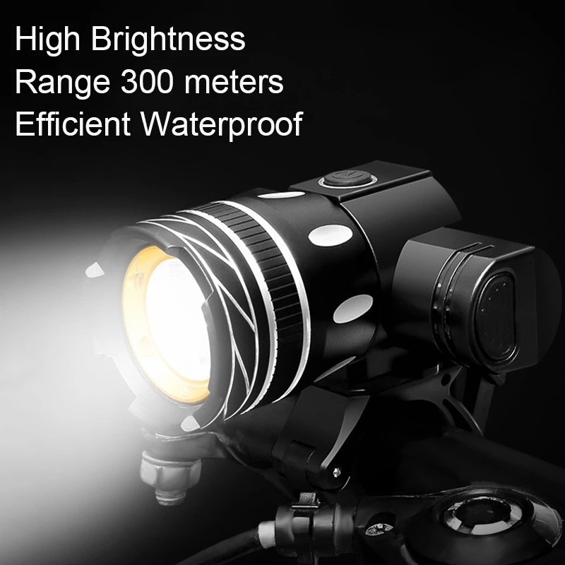 Đèn led sạc USB 15000LM T6 chống thấm cảnh báo an toàn cho xe đạp
