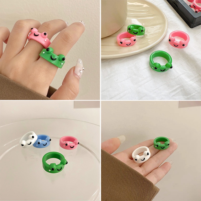 Nhẫn Xếp Chồng Thiết Kế Hình Chú Ếch Dễ Thương Cho Nữ