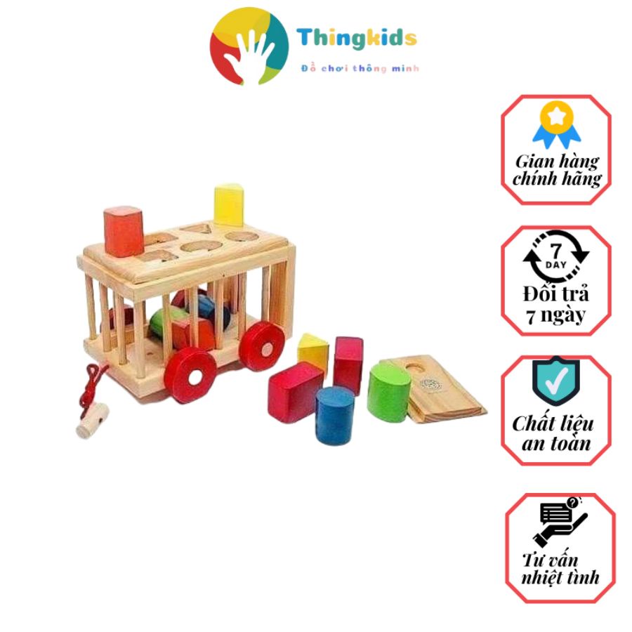 Đồ chơi gỗ xe cũi thả hình Gold Cat - Thingkids