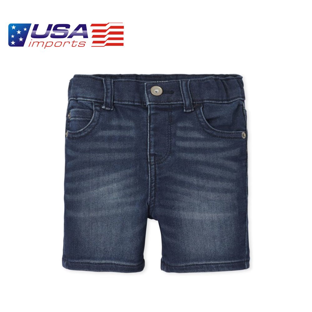Quần short jean xanh đậm wash nhẹ Children's Place Auth Từ Mỹ (3029647_32Z4)
