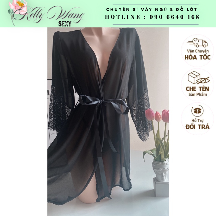SX273 - Áo choàng voan ngủ gợi cảm kèm chíp KELLY WANG