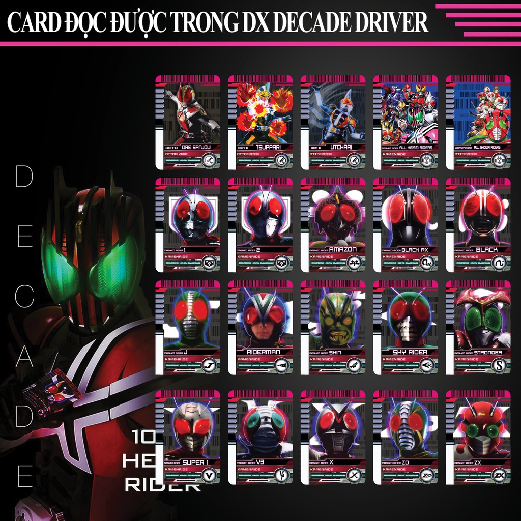 Bộ thẻ bài in sưu tầm Kamen Rider Decade bộ 80 lá đọc được trong Driver DX