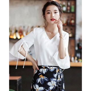 Áo Kiểu Cổ Tim Xẻ Tay Cindy
