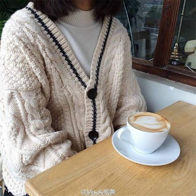 Hàng Sẵn_Áo khoác len thừng xoắn thu đông phong cách Hàn | BigBuy360 - bigbuy360.vn