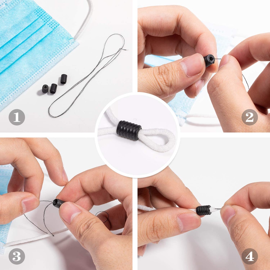 Set 400 Nút Chặn Điều Chỉnh Dây Đeo Khẩu Trang Bằng Nhựa Chống Tuột