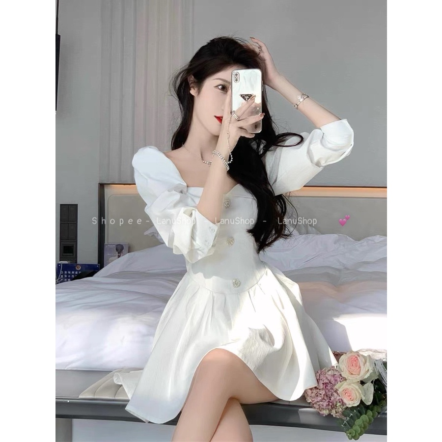 Váy trắng xòe mặc nhiều kiểu Hàng sẵn Lanushop