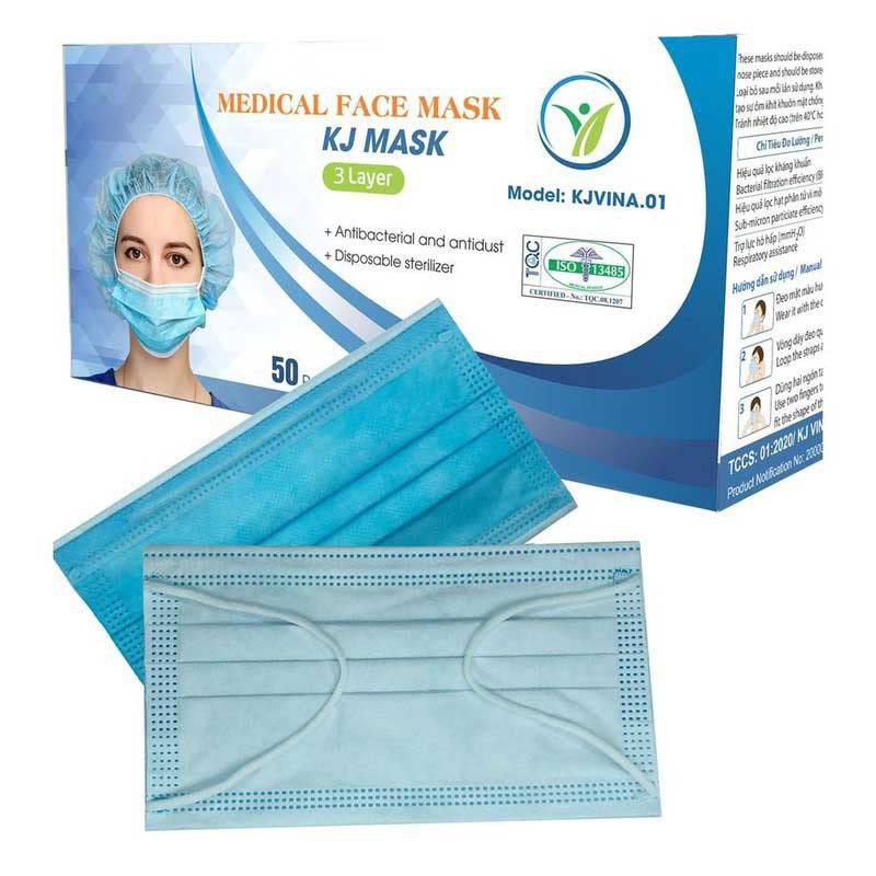 Khẩu trang y tế 4 lớp KJ MASK kháng khuẩn màu xanh chống dịch , ngăn virus cực tốt, chống bụi mịn, chăm sóc sức khỏe
