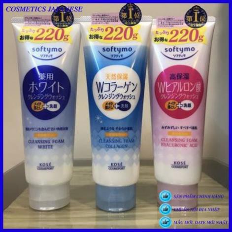 [MỸ PHẨM NHẬT] Sữa Rửa Mặt KOSE Softymo Nội Địa Nhật | SRM KOSE Collagen, White, Hyaluronic Acid 220g
