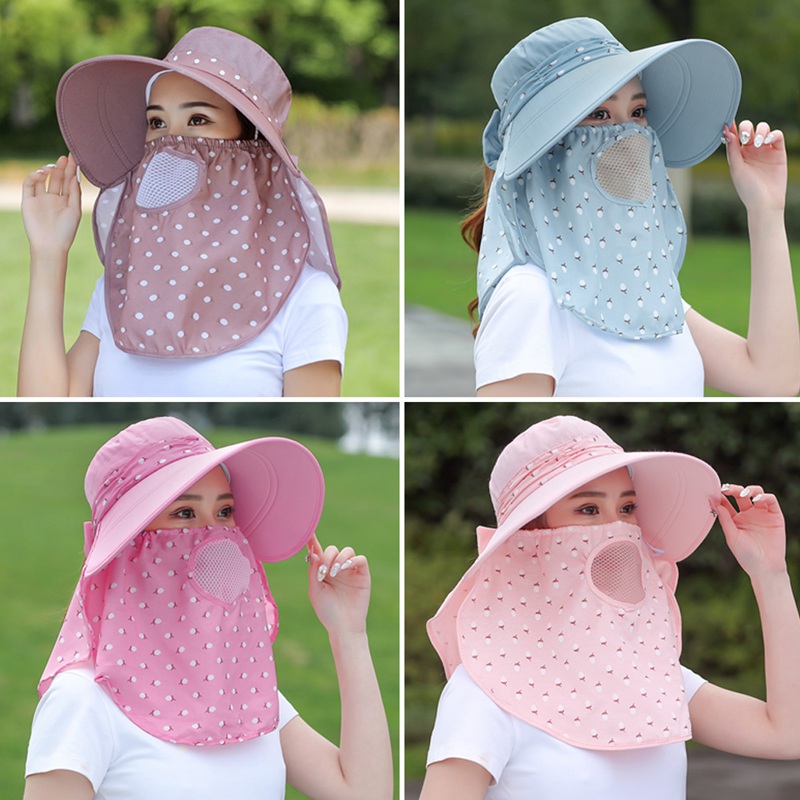 Mũ Che Nắng Kèm Khẩu Trang Chống Tia Uv Bảo Vệ Mặt Và Cổ Chất Liệu Cotton Có Thể Tháo Rời Cho Nam Và Nữ