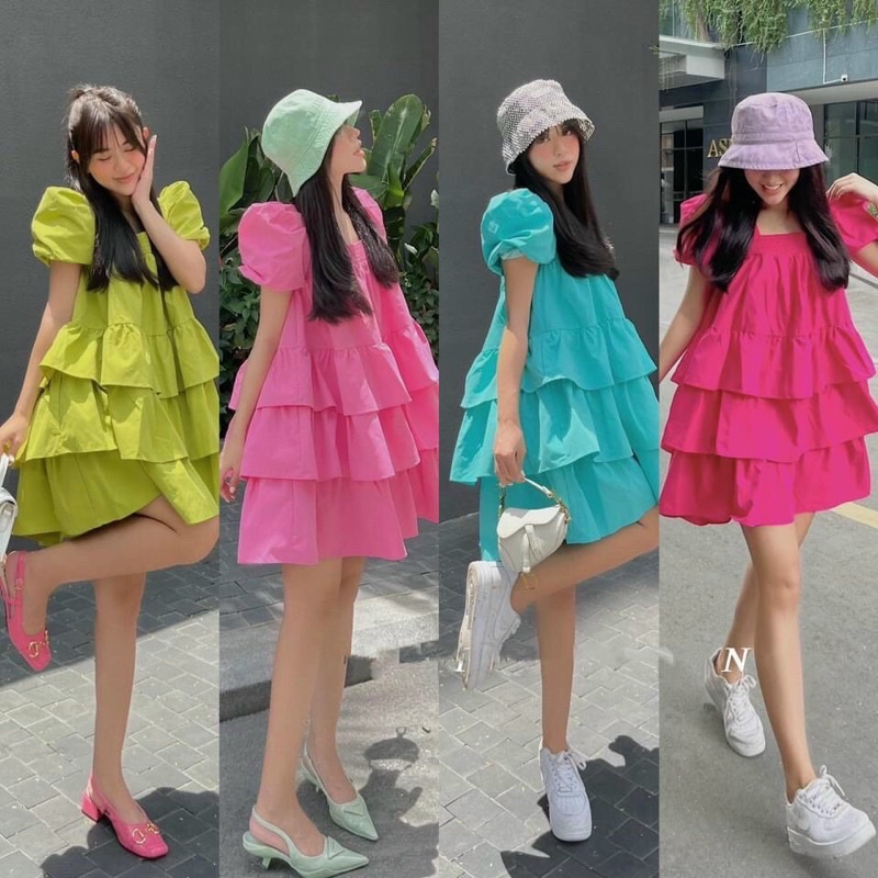 (Sẵn) ĐẦM BBD TAY PHỒNG NHIỀU TẦNG