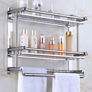 Kệ treo khăn tắm inox 3 tầng dán tường Giá Inox treo khăn tắm 3 tầng