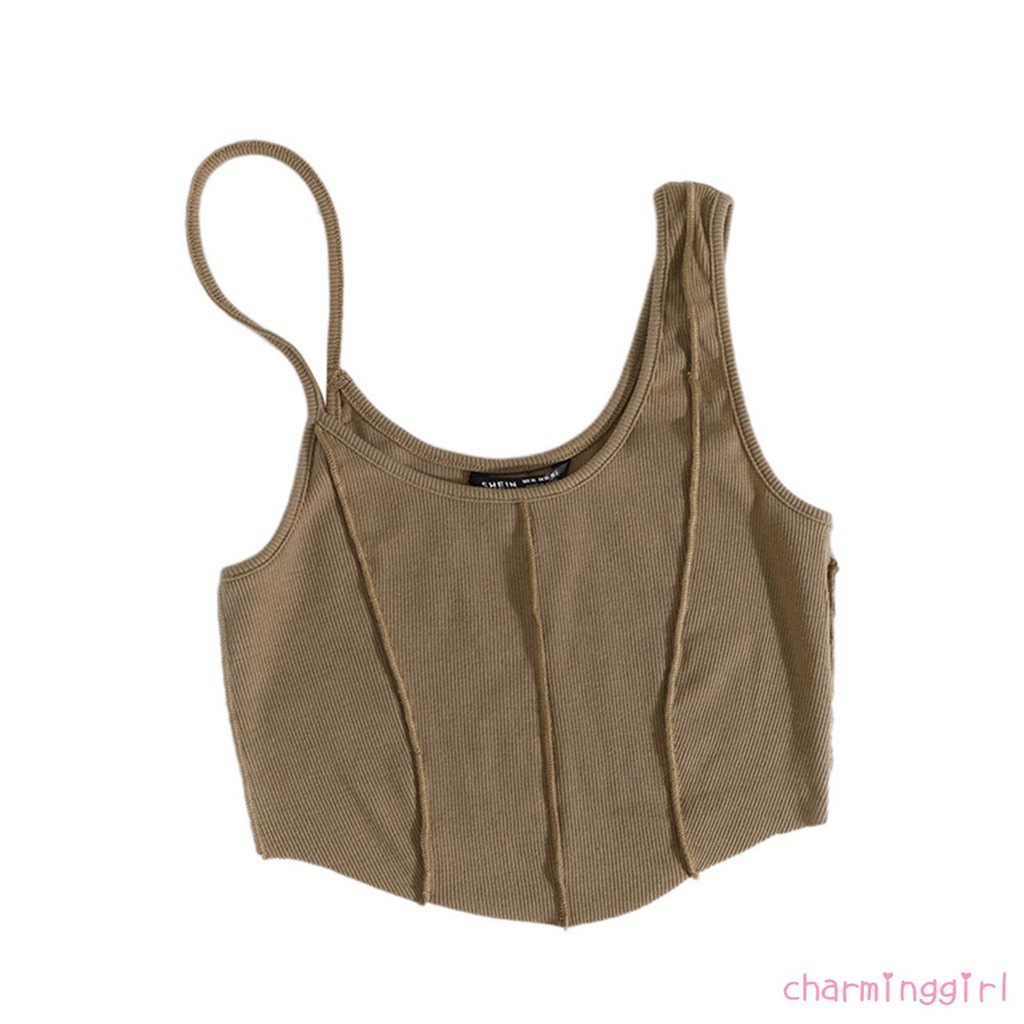 Áo hai dây màu trơn thiết kế khoét lỗ thời trang mùa hè cho nữ