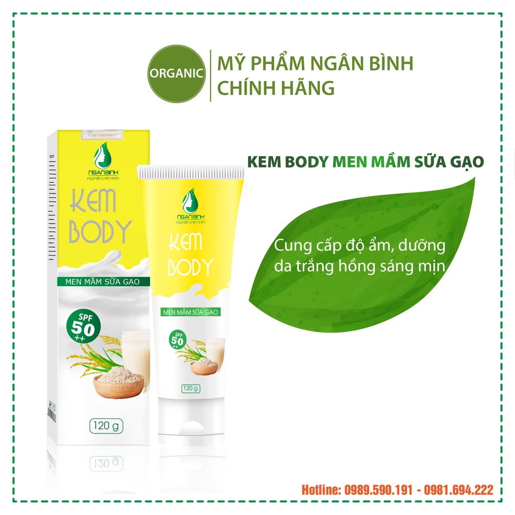 Kem body trắng da,kem body men mầm sữa gạo dưỡng da