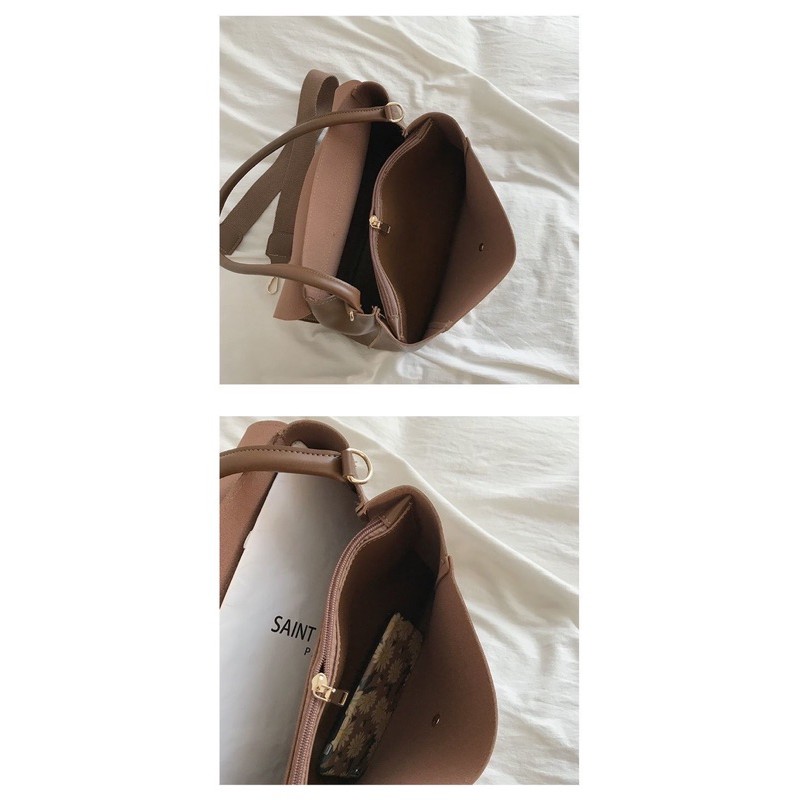 [Mã 153FASHIONSALE giảm 12% đơn 99K] Túi tote nâu tây, da mềm, 2 dây vừa a4
