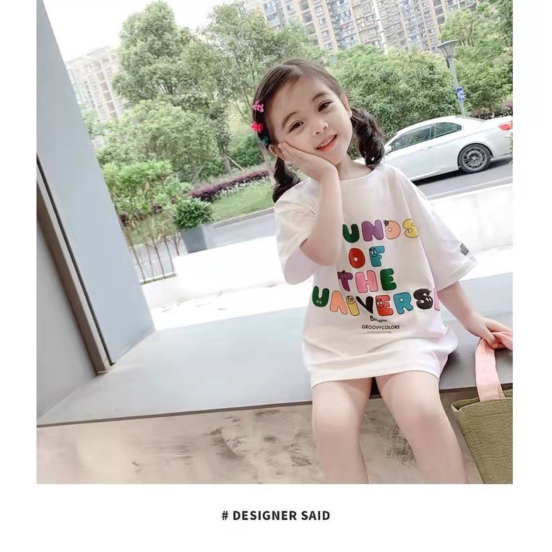 Áo Thun Tay Ngắn Theo Phong Cách Hàn Quốc Dùng Cho Bé Gái