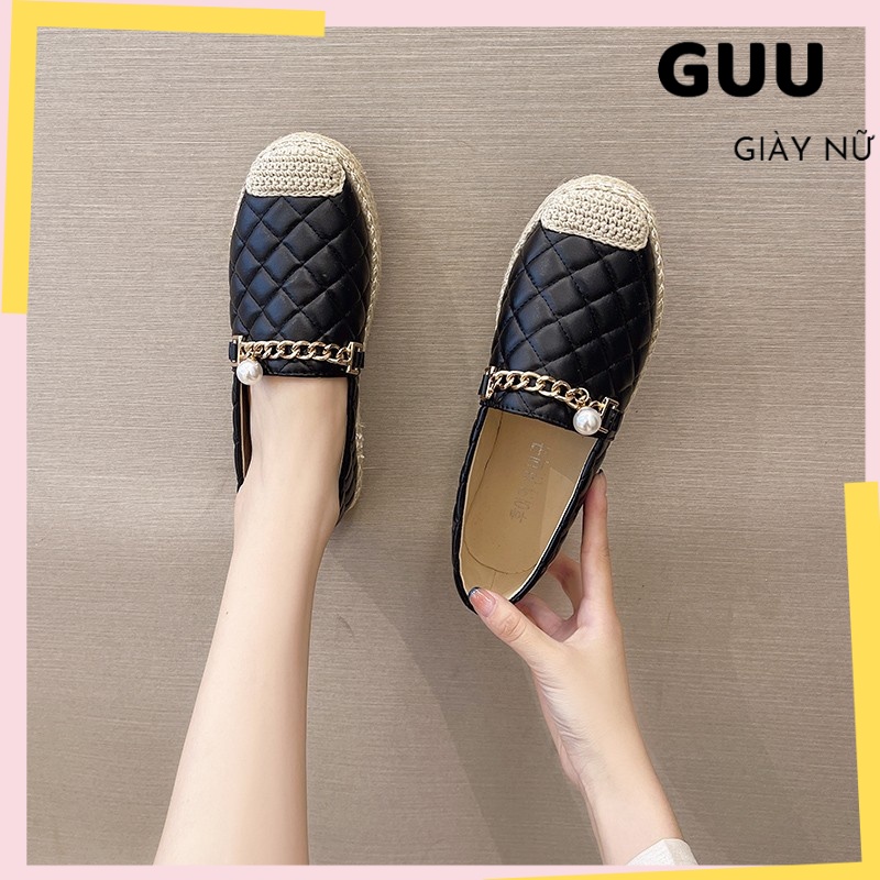 Giày nữ, giày lười nữ phối xích, bít múi sang chảnh. giày slip on nữ