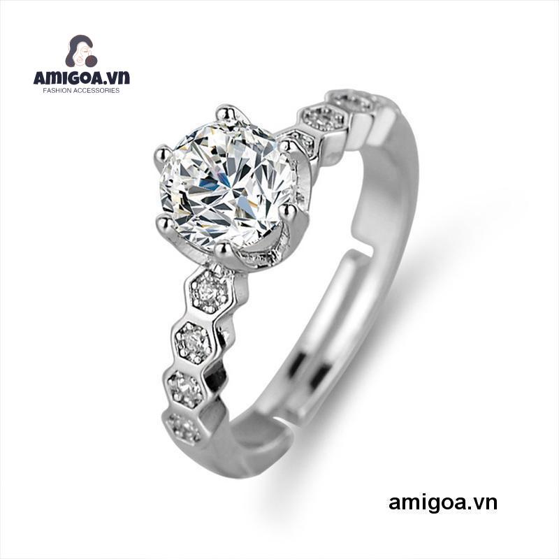 Nhẫn Bạc 925 Đính Đá Zircon Thời Trang Có Thể Điều Chỉnh Cho Nữ
