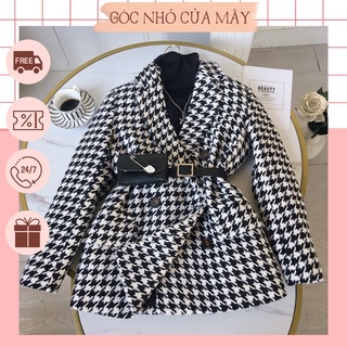Áo dạ phối màu đen trắng kèm belt túi GNCM