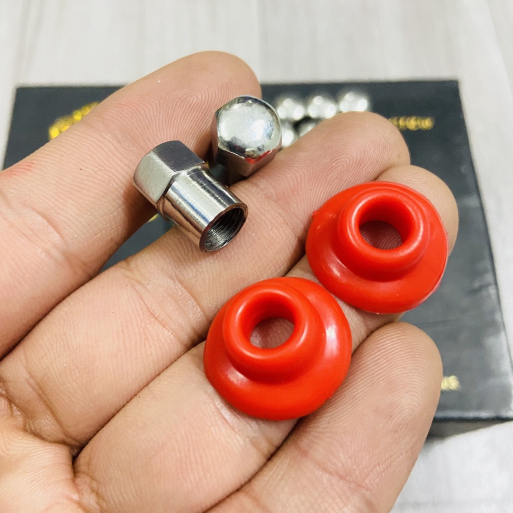 (ĐƠN GIẢN LÀ ĐẸP) COMBO NẮP VAN VÒI XE MÁY NHÔM VÀ TÁN CAO SU VAN VÒI GẮN XE MÁY