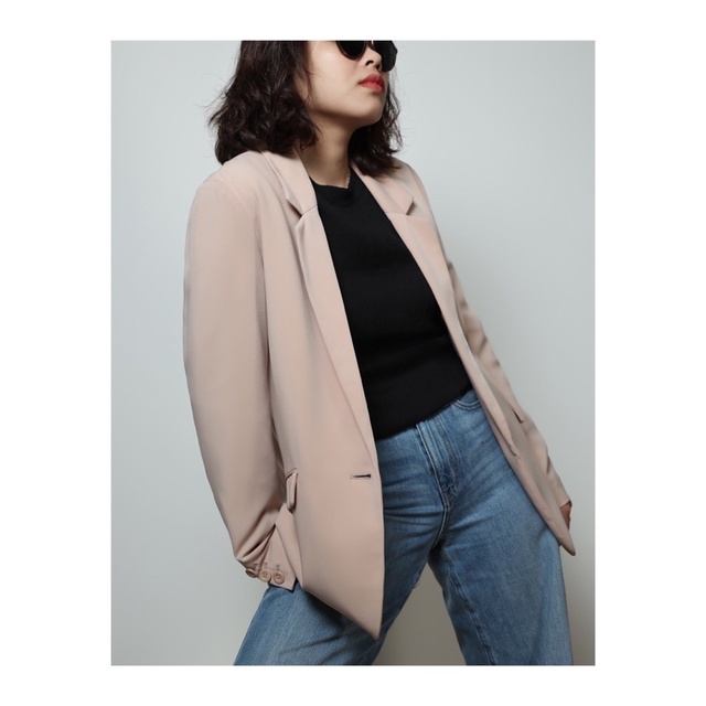 Áo Blazer màu hồng pastel