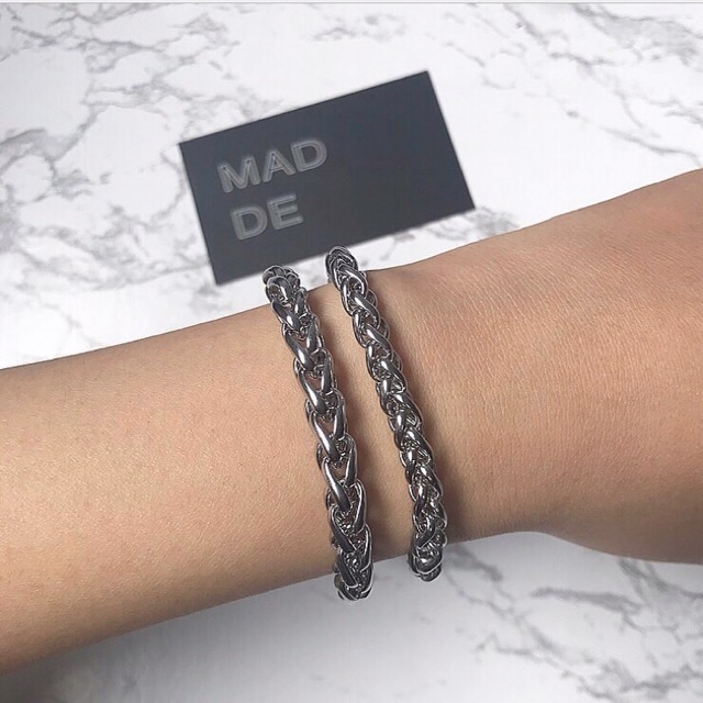 Vòng tay xích xoắn cỡ đại và trung ( KHÔNG ĐEN GỈ ) Twisted chain bracelet -BCT-MEDIUM / BCT-BIG