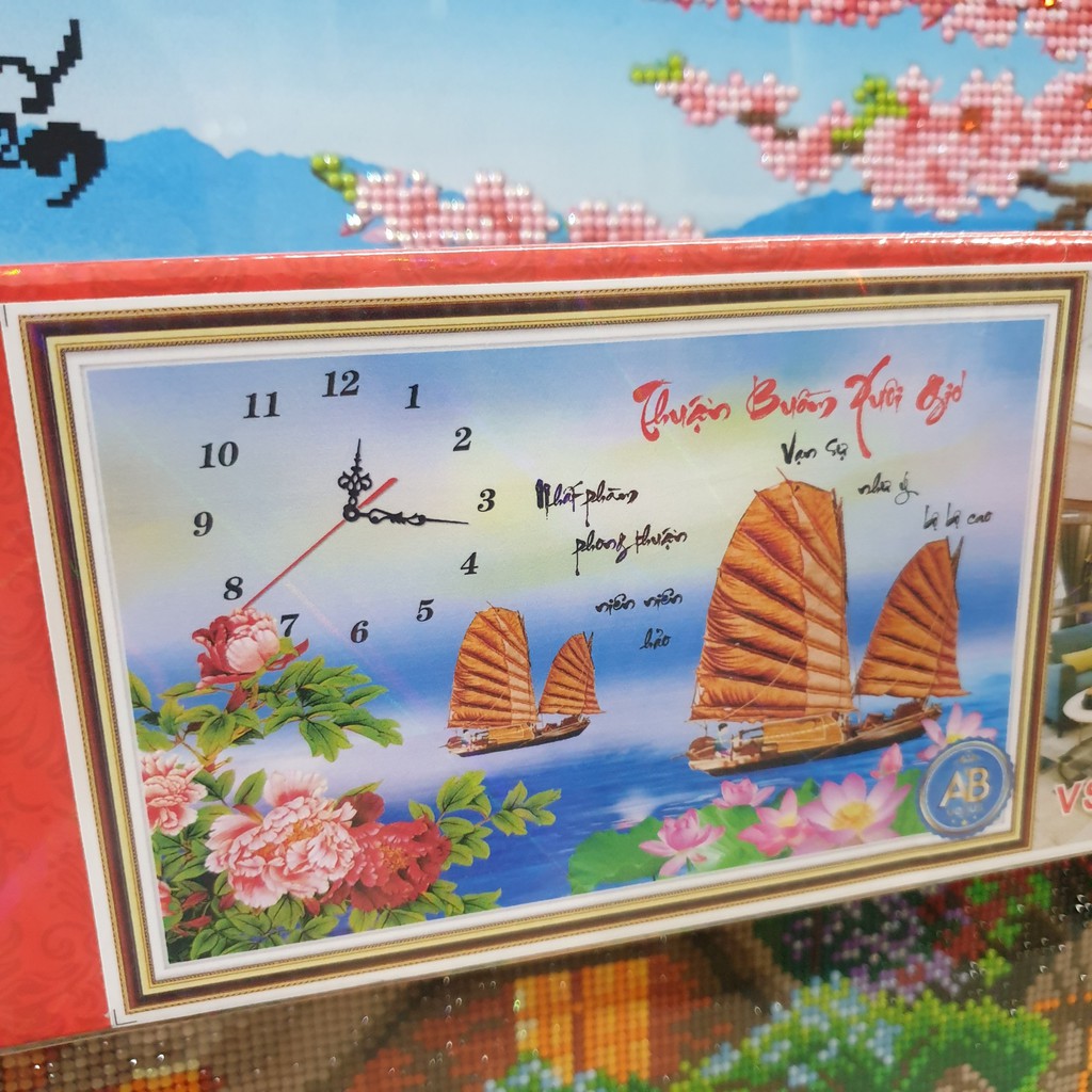 Tranh Đính Đá THUẬN BUỒM XUÔI GIÓ (ĐÁ AB CAO CẤP). Kích Thước: 90cm x 59cm