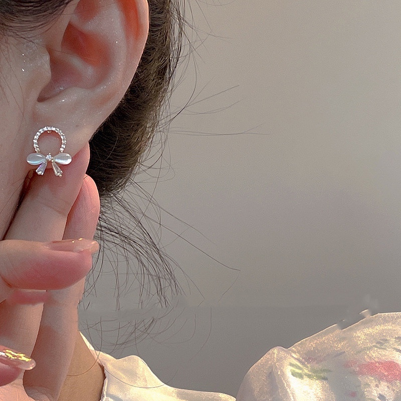 Đôi khuyên tai BELLA-BEE dạng xỏ thiết kế cà rốt tai thỏ/ chiếc lá/ đá opal xanh lá/ nơ/ bọ rùa thời trang xinh xắn