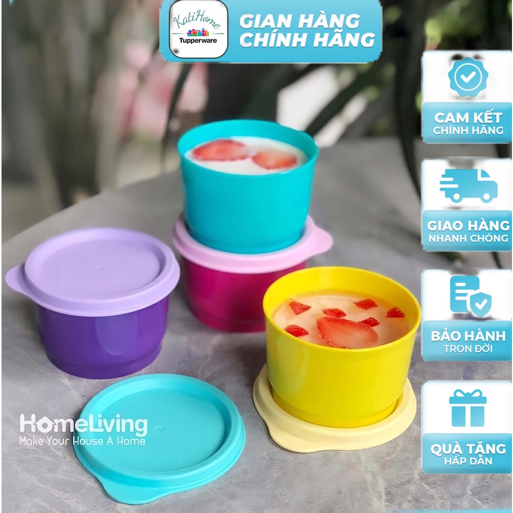 Lẻ Hộp đựng sữa chua, nước chấm, đồ ăn dặm snack up Tupperware 110ml kín nước không rỉ đổ, nhựa nguyên sinh