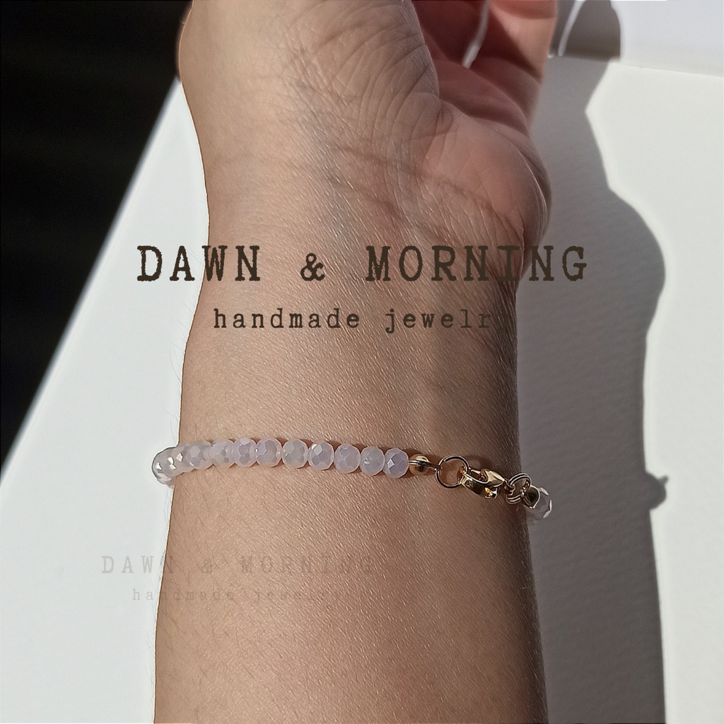 Màu Dreamy Peach ~3,5mm - Dawn & Morning Vòng tay nữ thủ công kiểu dáng cổ điển có ánh cừ, ngũ sắc