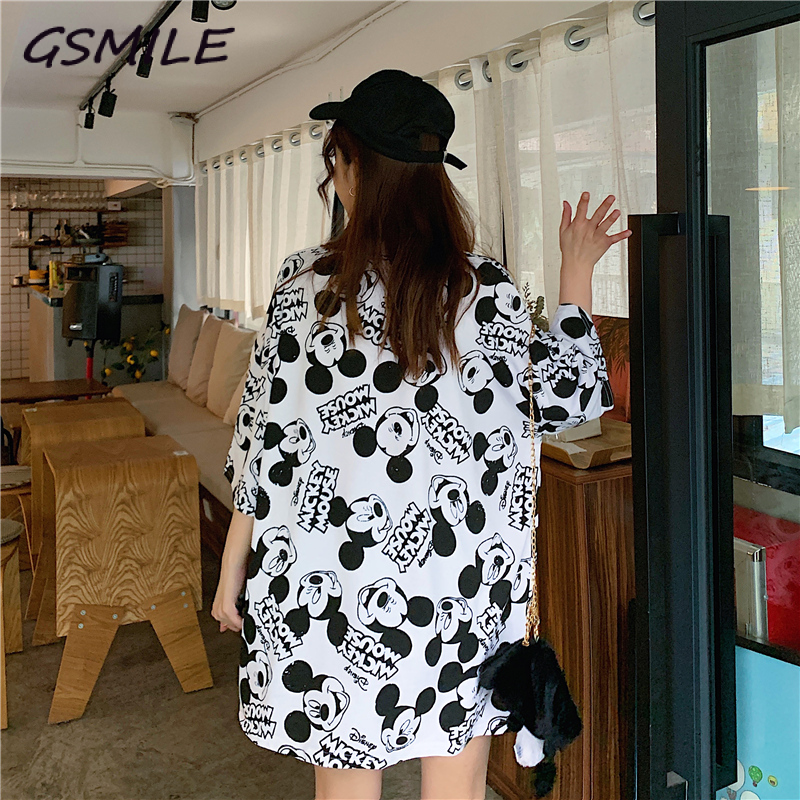 Áo Thun Tay Ngắn Dáng Rộng In Hình Chuột Mickey Phong Cách Hàn Quốc Cho Nữ Sinh | BigBuy360 - bigbuy360.vn